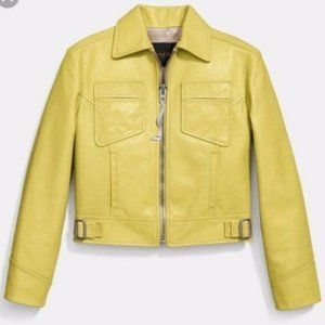 COACH Leather Cropped Moto Biker Jacket $1595 MSRP